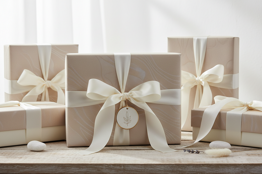 Geschenkverpakkingen met een strik verpakt