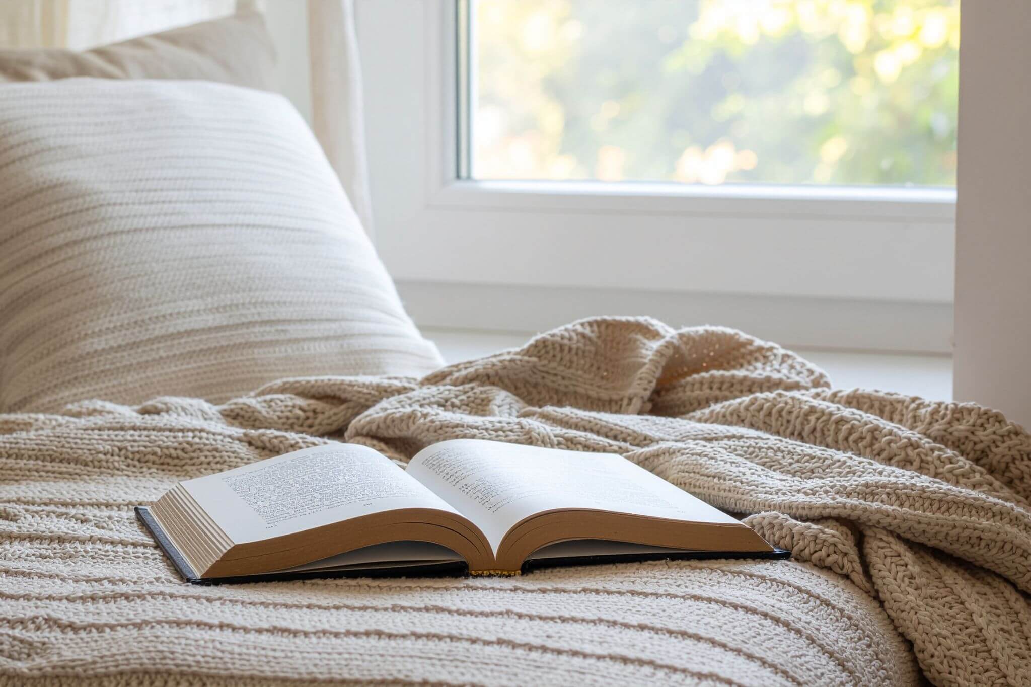 Open boek op bed